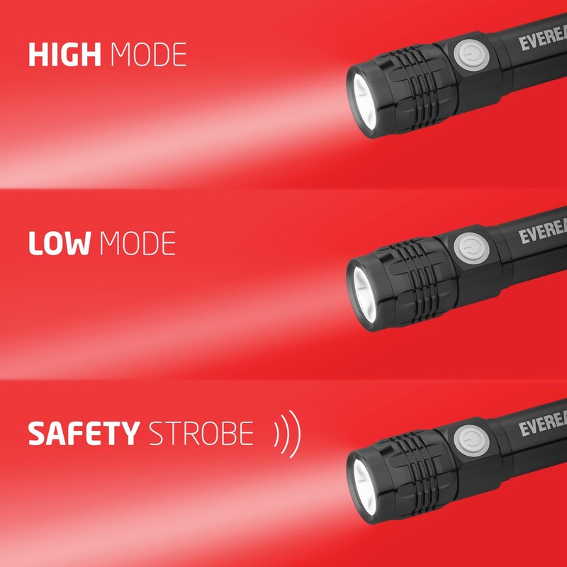 Eveready LED Tactical Flashlight, Bright Rechargeable Flashlights for Emergencies and