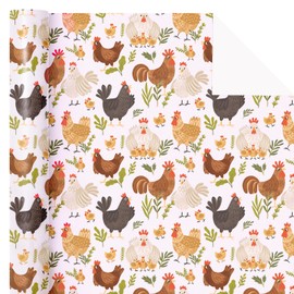 WRAPAHOLIC Chick Wrapping Paper Roll - Mini Roll - 17 Inch x 16.5 Feet - Cute Pink Chicken Farm Wrapping Paper for Birthday, Baby Shower, Country Present Wrapping