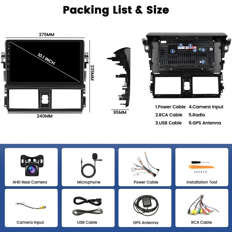 [2G+64G] Android 15 Car Radio Stereo for Toyota Vios Yaris