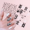 Black and White Nail Art Stickers, Flowers Butterfly Moon Stars