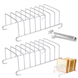 Pack of 2 Toast Racks, Air Fryer, 15.5 cm Stainless Steel Bread Display with Clip, Slice Toast Rack Bread, Toast Rack Organiser, Air Fryer Accessories for Kitchen Restaurants Wedding Birthday Party