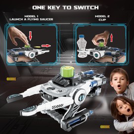 SMIESSKIDDO Hydraulic Robotic Arm - 106 Pcs Dual-Mode STEM Toy for Kids 8-12, Build & Launch Flying Disc | No Batteries, Safe Engineering Science Kit, Model Kits Gift for Boys & Girls 9 10 11