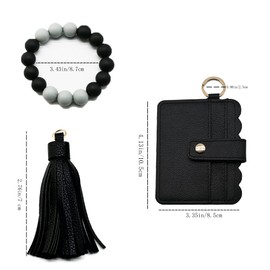 Wristlet Keychain-Beaded Bracelet-Cute keyrings for women-Tassel Pendant-Wallet-Cardholder—PU Leather Key Chain Accessories-Car Key Ring-Gift Idea for her (Marble)