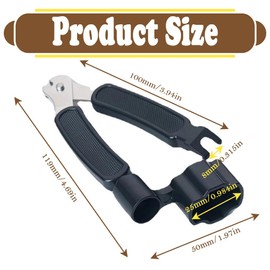 3-in-1 Guitar Tool—String Winder Cutter and Bridge Pin Puller, Multifunctional Guitar Accessories for Acoustic & Electric Guitars Restringing & Repair (Black, 1 PC)