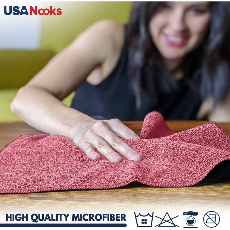 USANOOKS Microfiber Cleaning Cloth - 12Pcs 12.5x12.5 inch High Performance