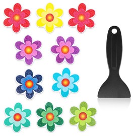 Oiieco 10pcs Non Slip Bathtub Stickers, Colorful Sunflower Bath Non Slip Stickers, Anti Skid Tape Flooring Safety Tape Mat with Scraper for Bath Shower