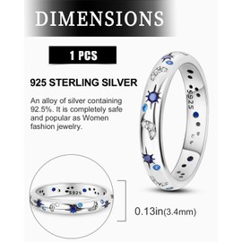 AORHOFJ 925 Sterling Silver Women's Rings Moon Star Ring Evil Eye Ring Colourful Cubic Zirconia Ring Stackable Vintage Rings Statement Rings for Women Size, Rings Women, Thumb Ring Women