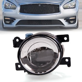 G-PLUS Front Bumper Mounted Fog Light Assembly Replacement For 2015-2017 Infiniti Q50 QX50 QX60 QX80 Driving Lamps Right Passenger Side w/Bulbs LED Type Replacement 261554GA0A