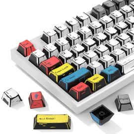 MOKURU Retro PBT Keycap, Comic Theme Keycap Set, 137 Keys Dye Sublimation Keyboard Keycaps, Compatible with 60% 75% 100% Mechanical Keyboards