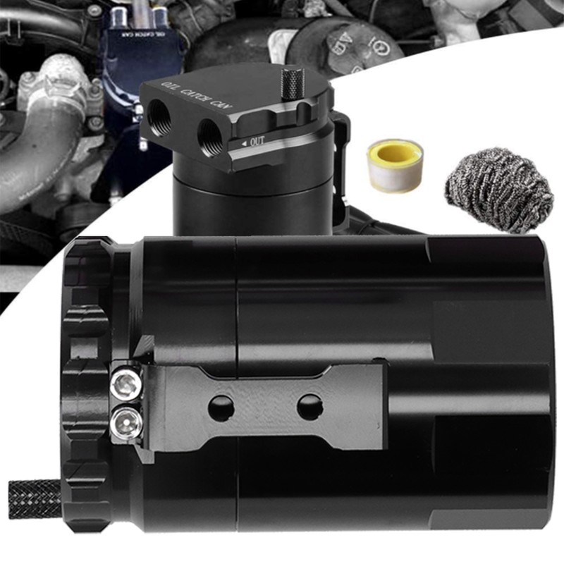Universal Auto Oil Catch Can Breather Reservoir with Mounting Parts