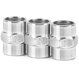 ChillWaves 304 Stainless Steel Pipe Fitting, Hex Coupling 1/2" NPT Female x 1/2" NPT Female Thread Adapter(3-PACK)