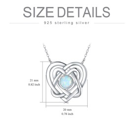 HARMONY BOLA Graduation Gifts for Her Celtic Knot Necklace with Simulated Opal 925 Silver Heart Pendant Birthday Gift for Women