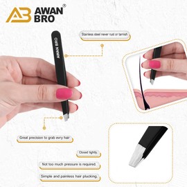 Premium Eyebrow Tweezers Set – Stainless Steel 4 Piece Black Tweezers for Women Facial Hair, Tweezer for Men & Women Perfect for Eyebrow Shaping - Includes Carrying Case & 4 Types of Tweezer.
