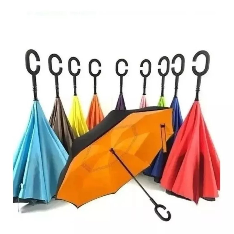 RIVERSOFY Paraguas Reversible Lisos Colores Surtidos Mayoreo 2 Pzs