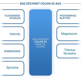 Colon Ex, 90 Capsules Premium Quality with Psyllium Husks and Magnesium, 100 Percent Natural and Gentle, 1 Pack (1 x 81 g)