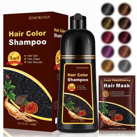 Light Brown Hair Dye Shampoo for Gray Hair - 3-in-1 Coloring & Conditioning Treatment, Natural Shampoo Dye Hair Color for Women & Men, Gentle Covers Gray Hair in Minutes, Champu Para Canas, 500ml