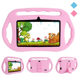 Veidoo 7 inch Kids Tablet,  2GB+32GB, WiFi, IPS Screen, Children Tablet with Parental Control, Games, Learning Educational Tablet for Toddlers - Color: Pink