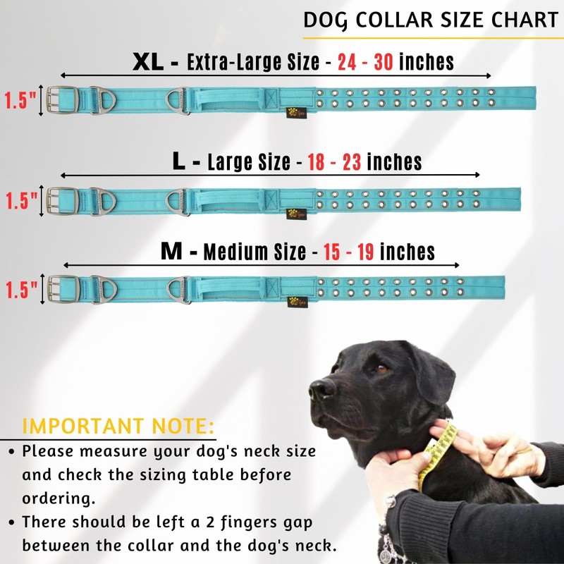 ADITYNA Heavy Duty Dog Collar for Large Dogs - Reflective