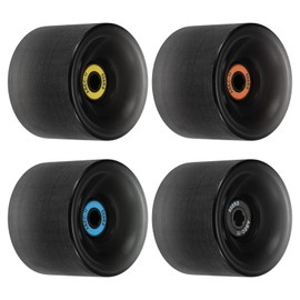 PATIKIL 4 Pack 65 mm 78A Longboard Wheels with ABEC-11 Bearings Soft Cruiser Wheels Road Wheels for Skateboards Skateboard Wheel PU Black