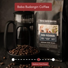 Toffee Coffee Roasters Baba Budangiri Coffee | Finest Indian Specialty Coffee |100% Arabica Medium Dark Roast Grind: Whole Beans | Coffee Notes: Toasted Nuts, Earthy and Dark Chocolate - 9 oz (250g)