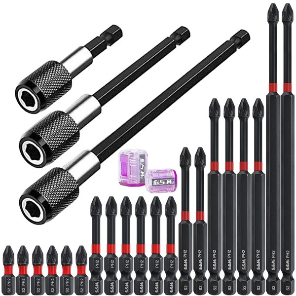 Magnetic Screwdriver Bit Set, 1/4 Inch Hex Shank PH2 Screwdriver
