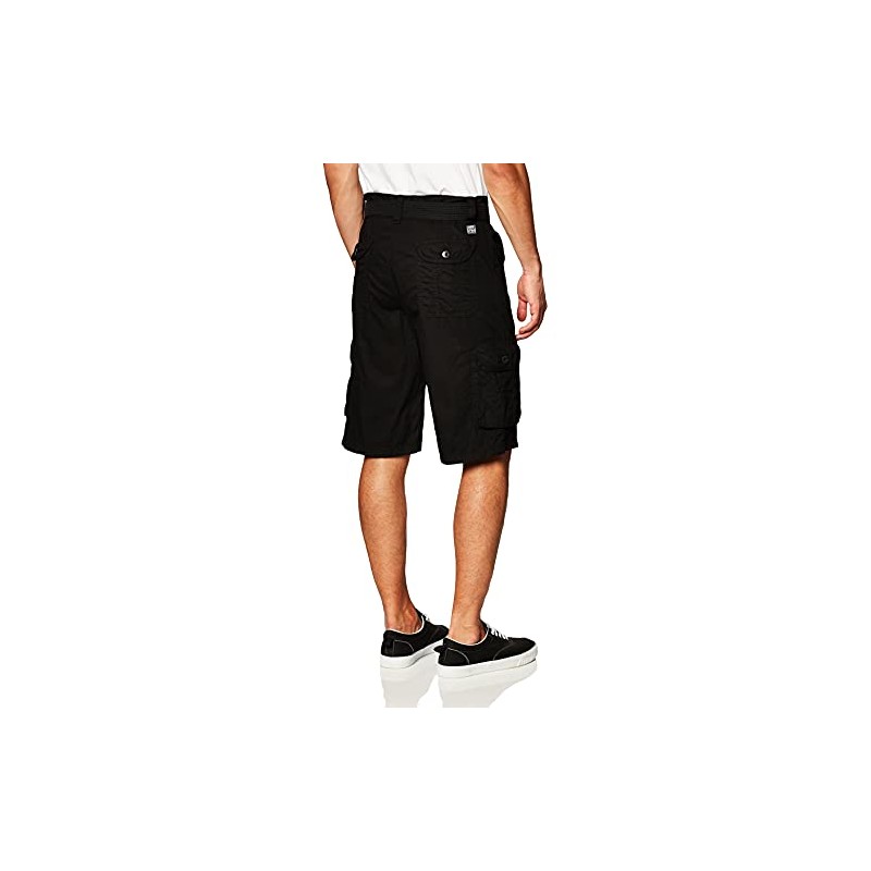 Southpole Men's Ripstop Belted Cargo Shorts, Black, 30