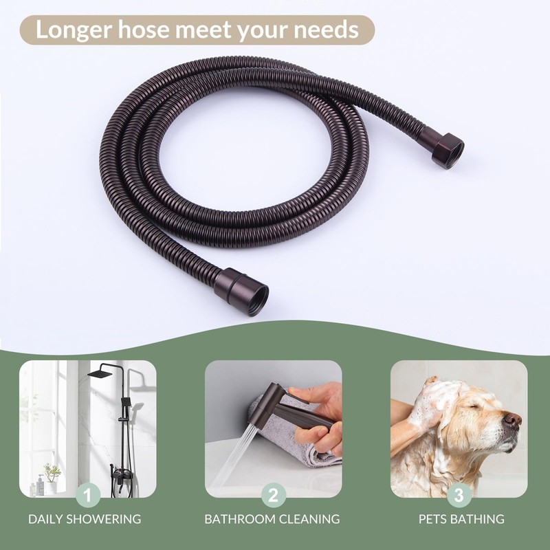 Flexible Shower Hose 59 Inches, APLusee 304 Stainless Steel Shower