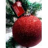 BALL Ship N 24 Hours. New-Christmas Glittered Red Glass Ball