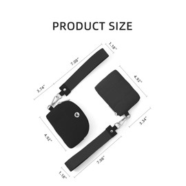 WESTBRONCO Mini Keychain Wristlet Wallets for Women Portable Dual Pouch Wristlet Detachable Quilted Nylon Coin Purse Pocket for Travel Sports Outdoors (Black)