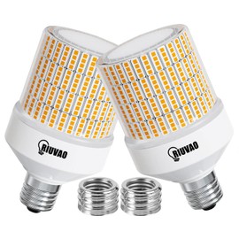 RIUVAO 70W LED Corn Light Bulb, 700W Equivalent 9100LM, 3000K Warm White, Waterproof & 90% Energy Saving, E26/E39 Base Outdoor Light Bulbs for Garage, Factory, Shop (2-Pack)