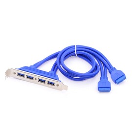 chenyang USB 3.0 Front Panel Header 19/20Pin 2 Male to 4 USB 3.0 Female Chassis Back Panel Port Extension Cable 0.5M with 12cm PCI-E Slot Bracket