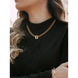 Richsteel Gold Initial Necklace for Men Letter K Chain for Women Gifts for Him Stainless Steel Necklaces Valentines/Father Day Jewelry