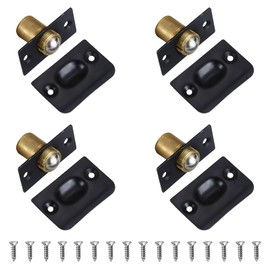 Morobor Black Adjustable Door Ball Catch, 4pcstainless Steel Adjustable with Strike Plate, Stainless Steel Elasticity-Adjustable Hardware for Door, Closet,Cabinet