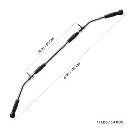 AmStaff Fitness 48" Straight Ez Curl Lat Pull Down Bar with Revolving Double Hook for Dual Pulley Cable Machines, Functional Trainer Multi-Purpose