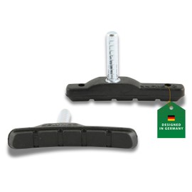 CONTEC Brake Shoe V-Stop, V-Brakes Medium Compound, Medium Hard Rubber Compound, Minimal Wear, DIN Approved, Asymmetrical, 70mm Plug, Pair