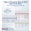 Rolabling 10Pcs Ceramic Nail Drill Bits Set Barrel Shape for