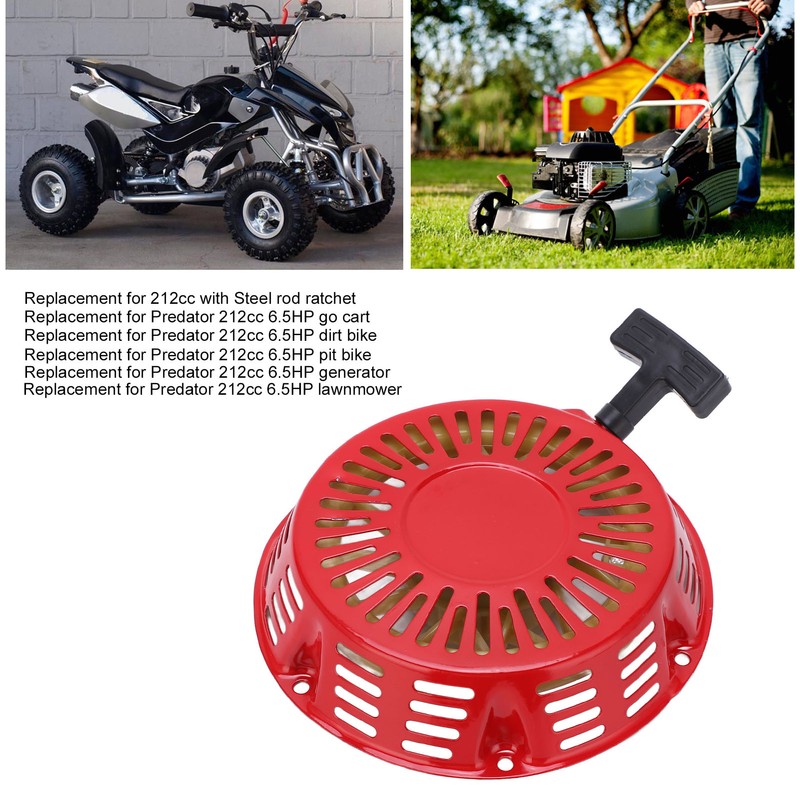 Pull Start Recoil Starter 215mm/8.5in Red Cover for 212cc 6.5HP