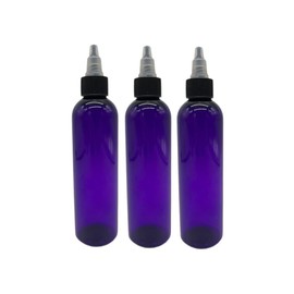 Natural Farms 4 oz Purple Cosmo BPA FREE Bottles - 3 Pack Empty Refillable Containers - Essential Oils - Hair - Aromatherapy | Black/Natural Twist Open/Close Cap - Made in the USA