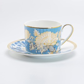 Gracie Bone China Blue Danube Breakfast Cups & Saucers, Set of 2