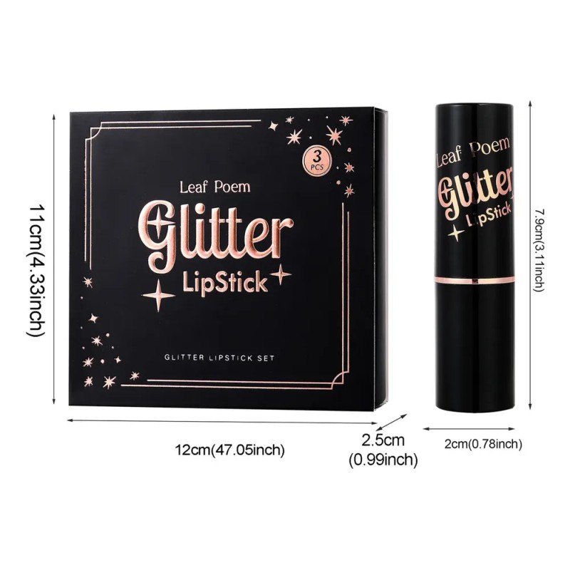 Kit 3 Labiales Metalizados Ultra Brillantes Hidratantes Dura