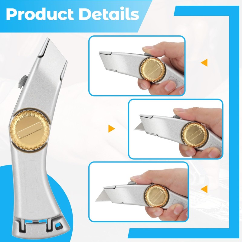 lizenoz Silver Retractable Utility Roofing Knife, Heavy Duty Utility Knife