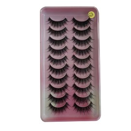 ANJOBIBI Synthetic Mink False Eyelashes, 3 Pairs, Strip Adhesive, Black (Pink)