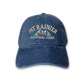 USmania Mt Rainier National Park Embroidered Cap hat Baseball hat Camping hat Mountain hat Nature hat Travel hat (US, Alpha, One Size, Navy)