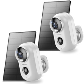 ZUMIMALL Solar Security Cameras Wireless Outdoor, 2Packs, Solar Camera Outdoor Wireless, 2.4G WiFi Battery Camera, 3MP Color Night Vision, Magnetic Mount, Siren,PIR/AI Analyse, IP66, Cloud, Alexa