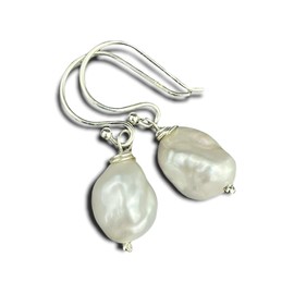 Earrings with Freshwater Pearls Baroque - 925 Sterling Silver - Natural Hanging Earrings - Vintage