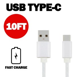 Universal, For Motorola B2G1 10' USB Type-C Charger Braided Cable Cord for Motorola Moto E14/X50 Ultra
