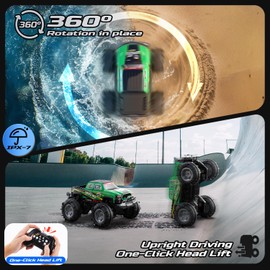 DEERC BG028 Amphibious RC Monster Truck/Boat, IPX7 Waterproof Remote Control Car W/Gesture Sensing Control, 2.4GHz 4WD RC Car W/ 360°Rotation,LED Light,40mins Play RC Truck Toys for Kids Boys 6-12