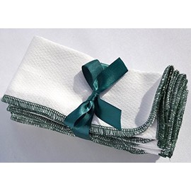 1 Ply 11x12 Inches White Cotton Birdseye Paperless Towel Set of 10 Evergreen Edging - Proudly Made in the USA!
