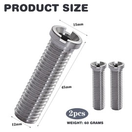 Pack of 2 Silvery Hollow Screw Sink, M12 x 45 mm Stainless Steel Sink, 45 mm Sink Screws, for Strainer Basket Valves, Hollow Screws, Replacement Parts, Suitable for Kitchen Sinks, Strainer Basket