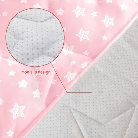 Moonsea Soft Princess Play Mat 55"x47" Hexagon Non-Slip Fits Monobeach Tents Pink Star